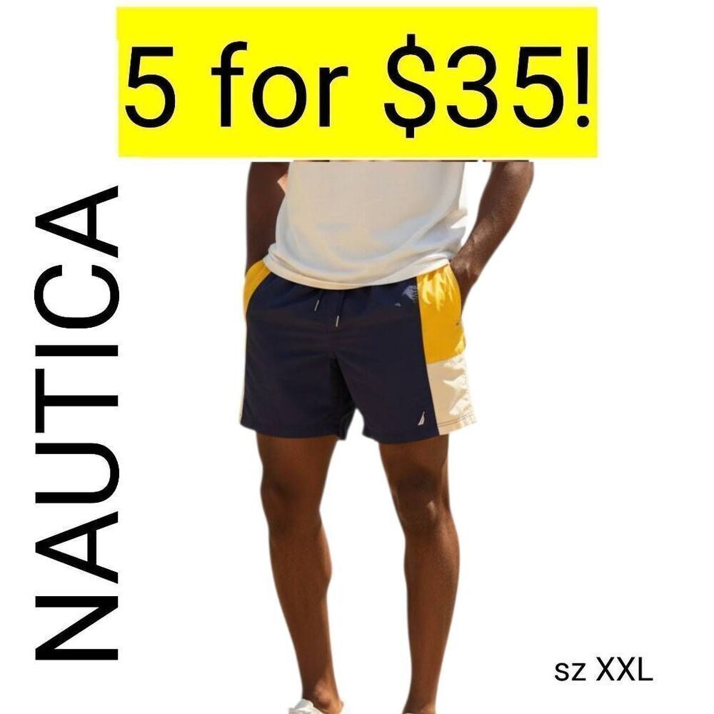 Nautica  Blue White  & Yellow Swim Wear Trunks Shorts on Sale 5 for 35
